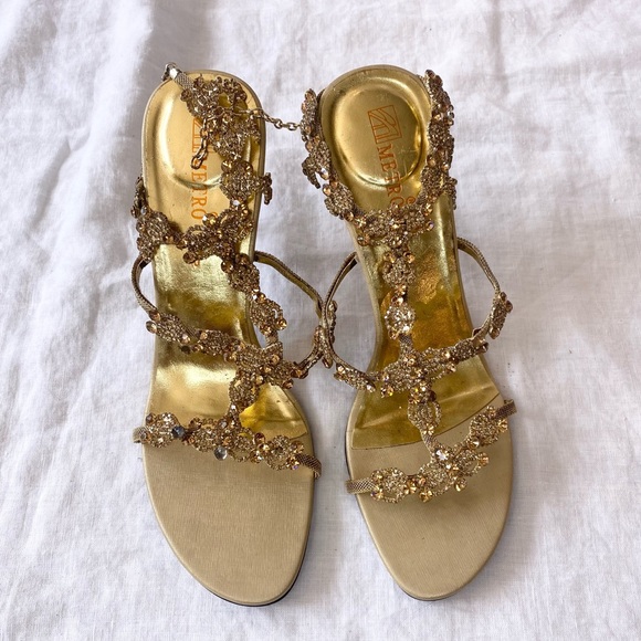 Metro Gold Rhinestone Sandals - Picture 2 of 14